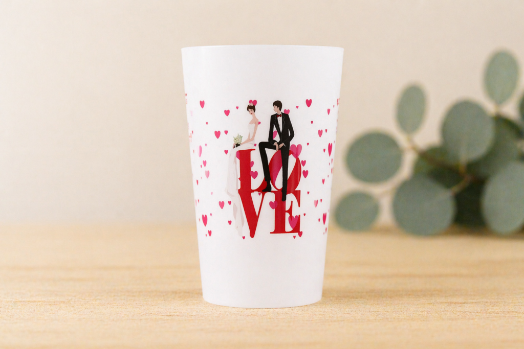 gobelet personnalise mariage love couple illustration