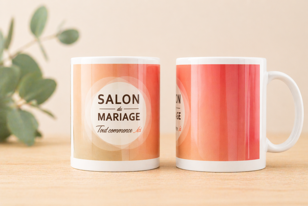 mug personnalise salon du mariage impression logo